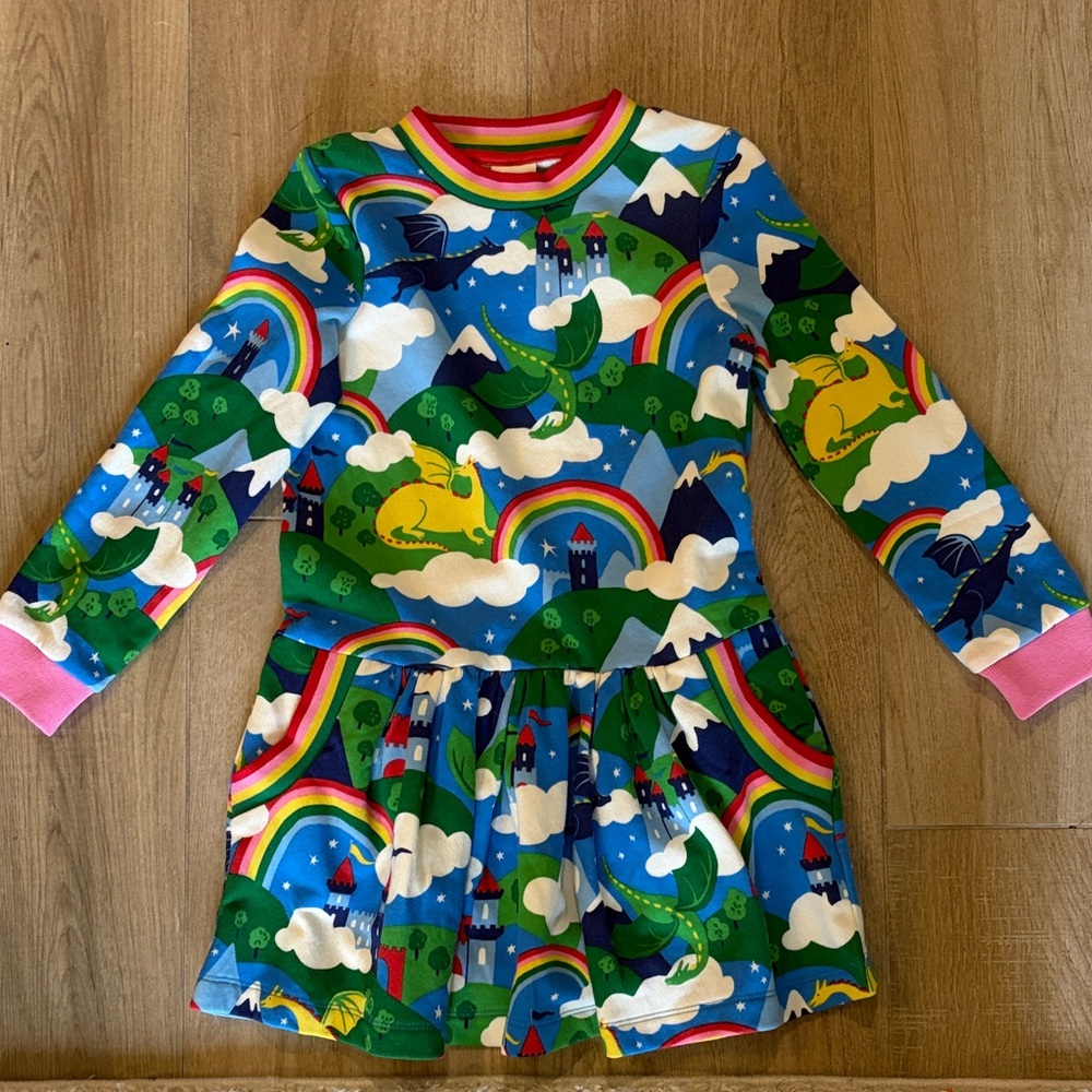 Mini Boden Striped Dress with Rainbow Colors